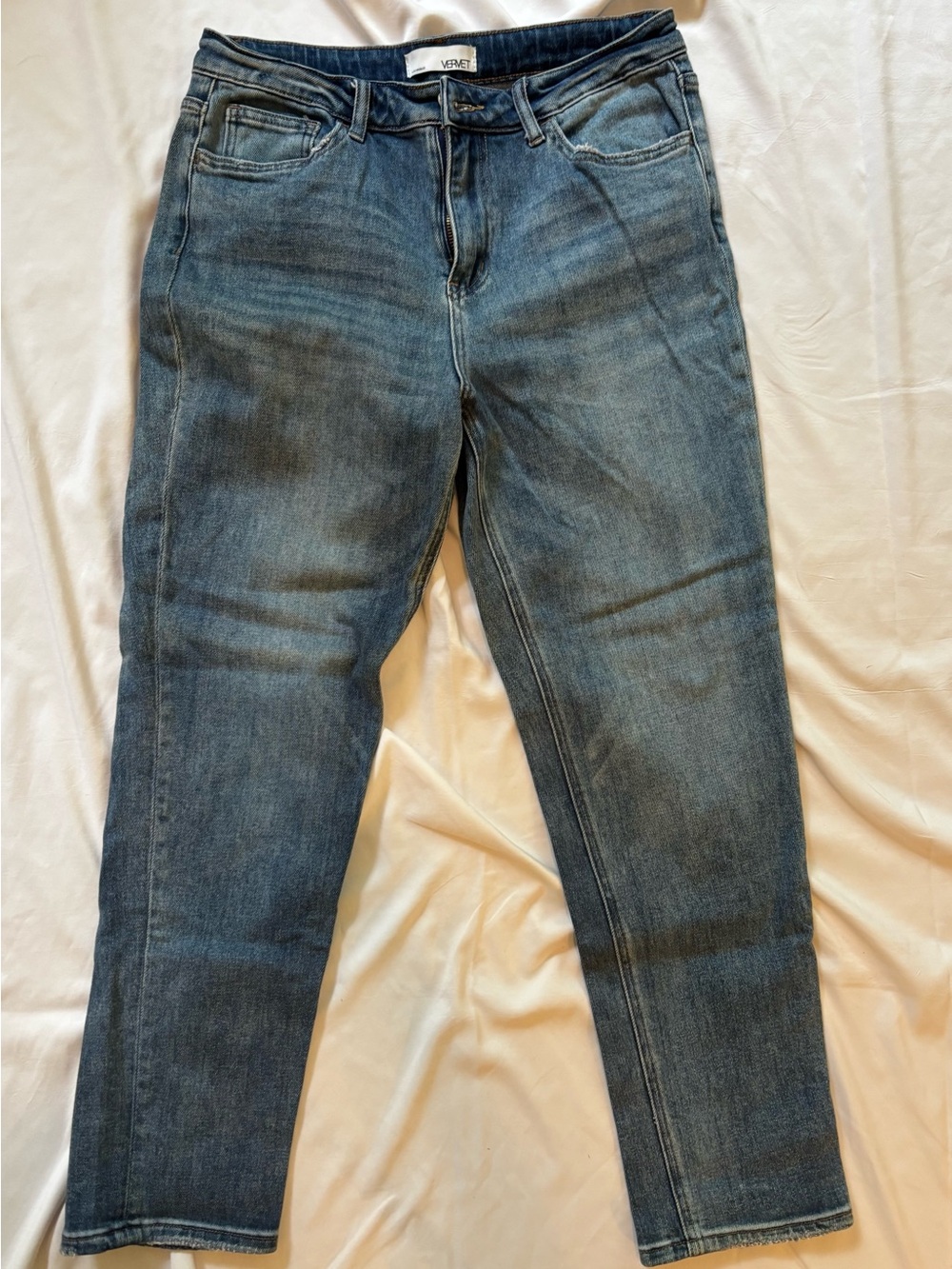 VERVET Medium Wash Straight Leg Stretch Denim Jeans